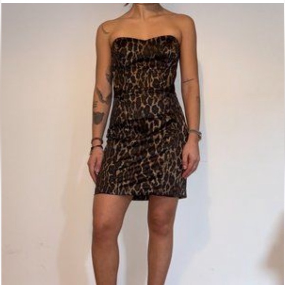 Guess Leapord Print Strapless Evening Party Dress - Picture 1 of 9